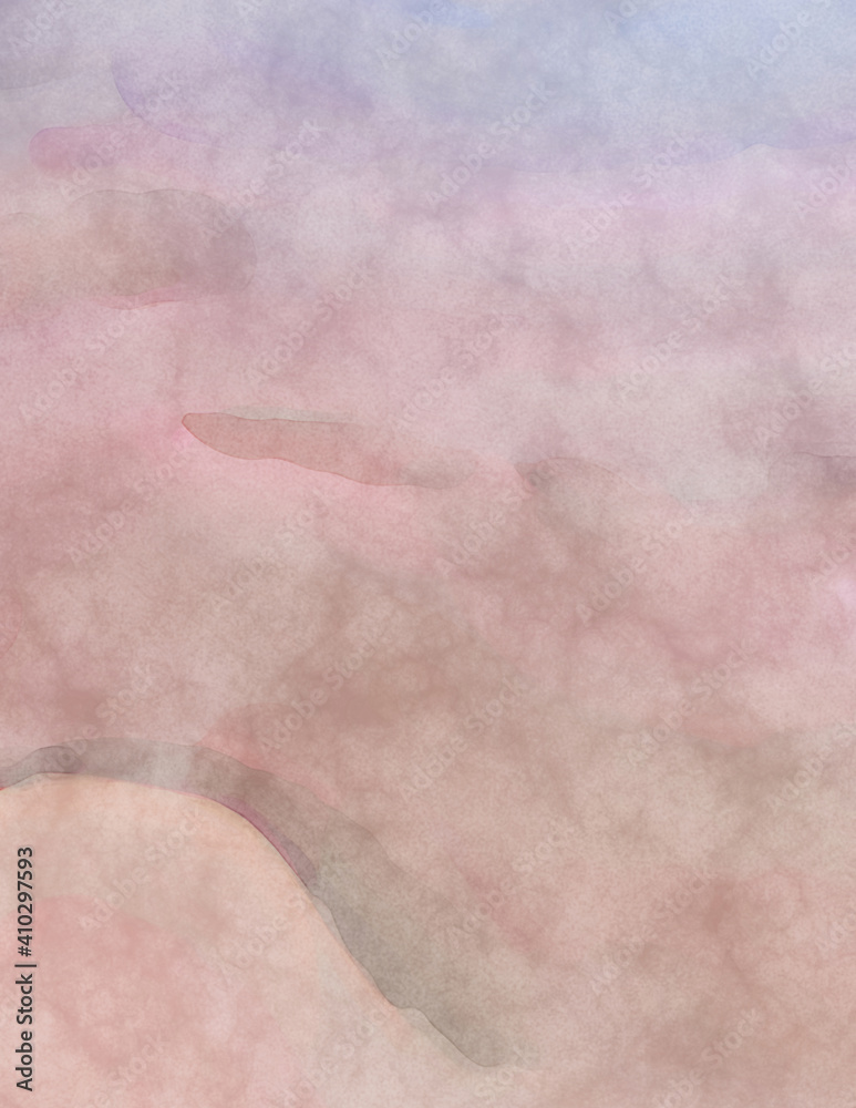 Fototapeta premium Watercolor abstract painting with pastel colors. Soft color painted illustration of calming composition for poster, wall art, banner, card, book cover or packaging. Modern brush strokes painting.