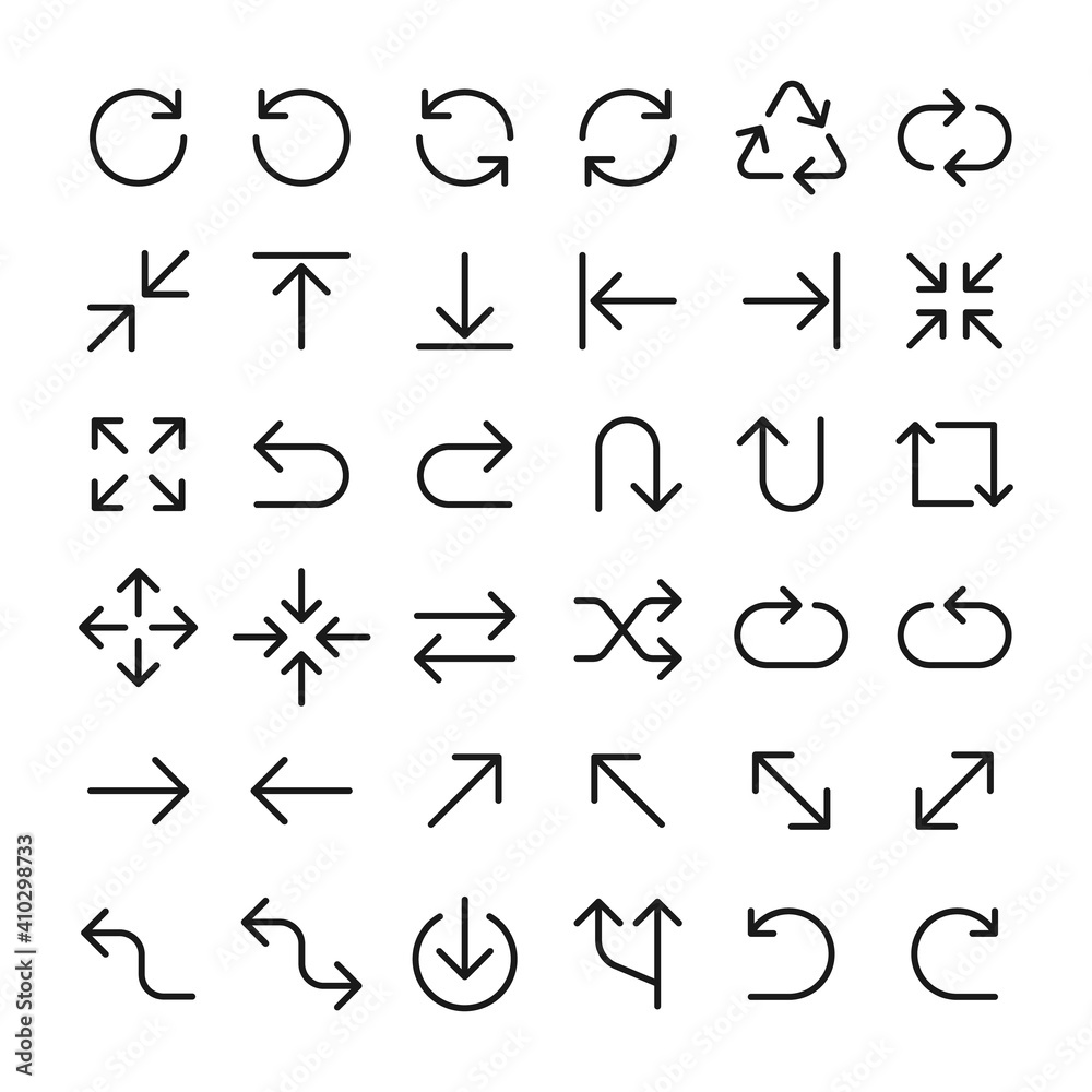 Set of Arrow line icons in variation direction. Vector stock illustration Set of Arrow line icons in variation direction. Vector stock illustration