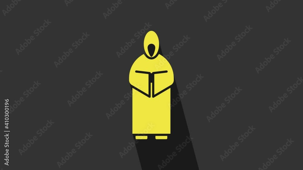 Yellow Monk icon isolated on grey background. 4K Video motion graphic animation Yellow Monk icon isolated on grey background. 4K Video motion graphic animation