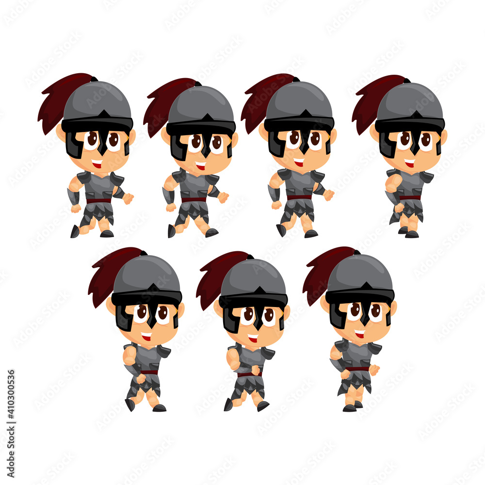 Spartan Cartoon Run Game Character Animation Sprite Template Stock ...