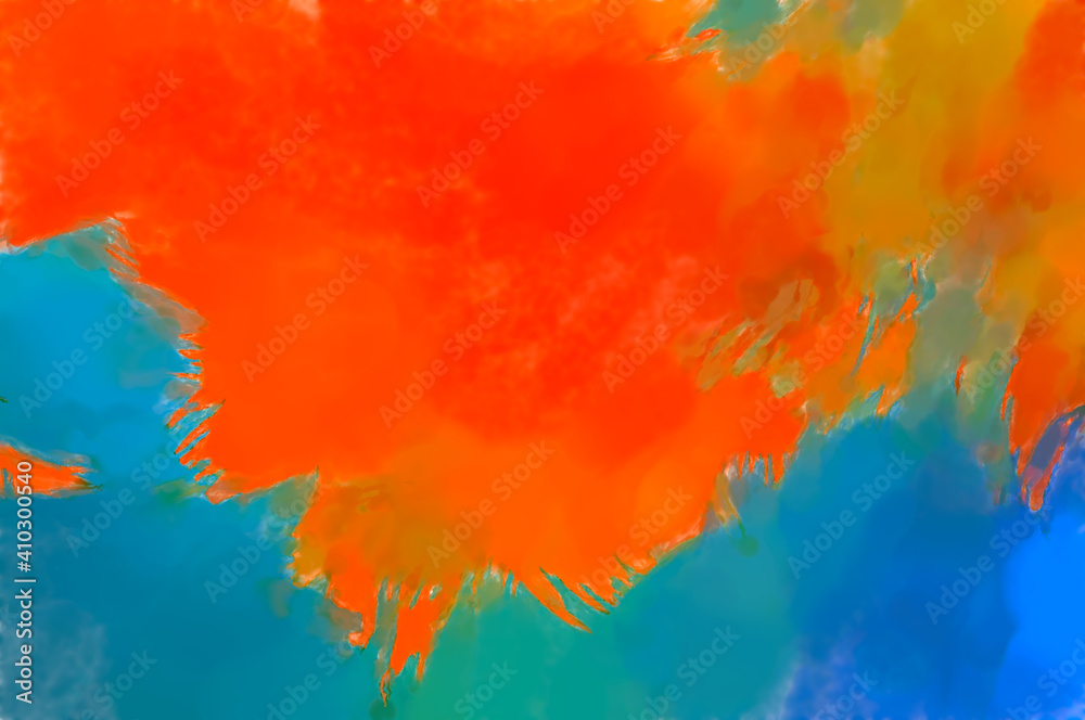 Fototapeta premium Contemporary art. Hand made painting. Modern artwork. Painting with brushstrokes of watercolor on surface. 2d illustration. Artistic background image. Abstract painting on canvas. Colorful texture.