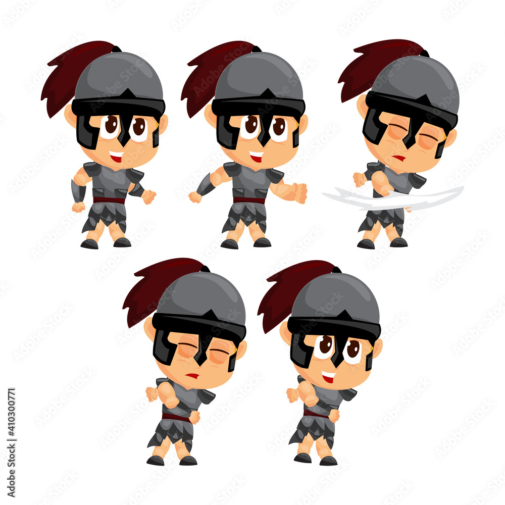 Spartan Cartoon Throwing Game Character Animation Sprite Template