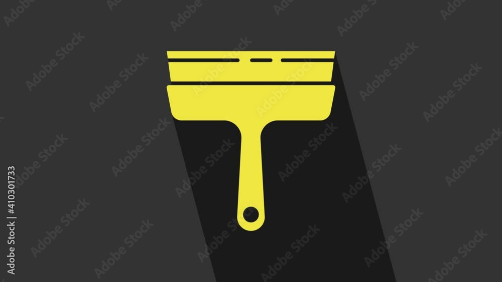 Yellow Cleaning service with of rubber cleaner for windows icon isolated on grey background. Squeegee, scraper, wiper. 4K Video motion graphic animation Yellow Cleaning service with of rubber cleaner for windows icon isolated on grey background. Squeegee, scraper, wiper. 4K Video motion graphic animation