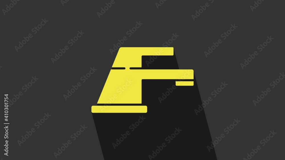 Yellow Water tap icon isolated on grey background. 4K Video motion graphic animation Yellow Water tap icon isolated on grey background. 4K Video motion graphic animation