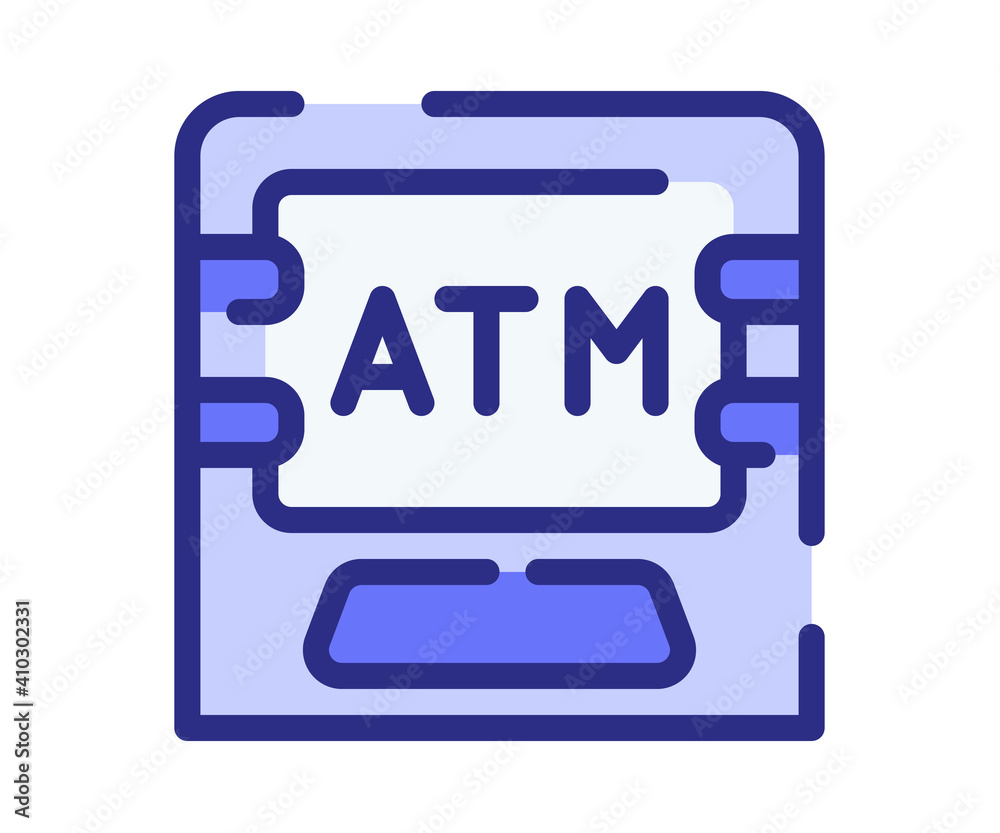 atm machine debit single isolated icon with dashed line style