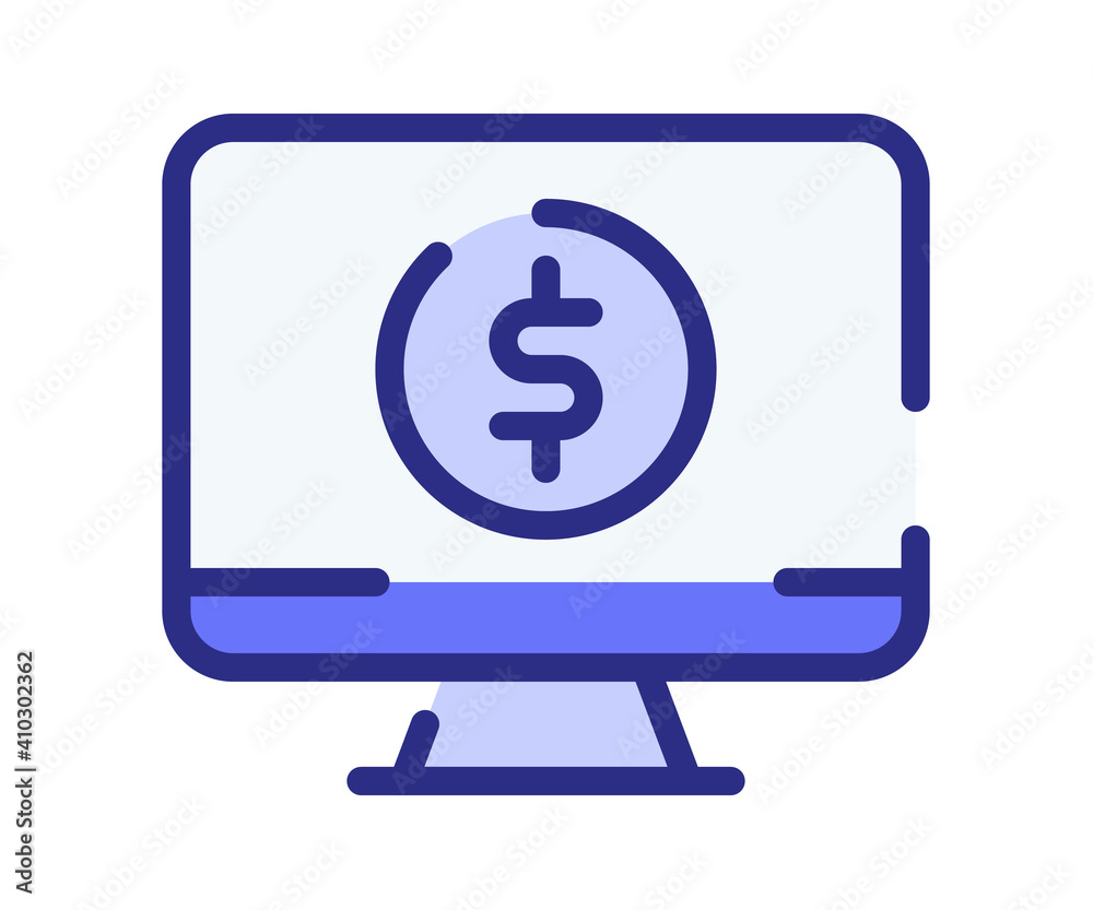 computer monetize screen single isolated icon with dashed line style computer monetize screen single isolated icon with dashed line style