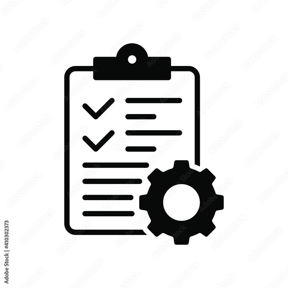Clipboard and gear icon. Project management concept flat style. Technical support check list with cog. Software development concept. Vector illustration for web and app. EPS 10 Clipboard and gear icon. Project management concept flat style. Technical support check list with cog. Software development concept. Vector illustration for web and app. EPS 10