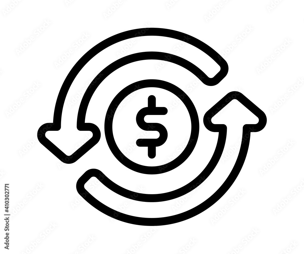 money flow turnover single isolated icon with outline style money flow turnover single isolated icon with outline style