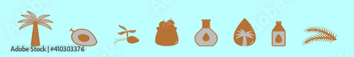 set of palm oil cartoon icon design template with various models. vector illustration isolated on blue background