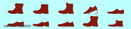 set of men shoes cartoon icon design template with various models. vector illustration isolated on blue background