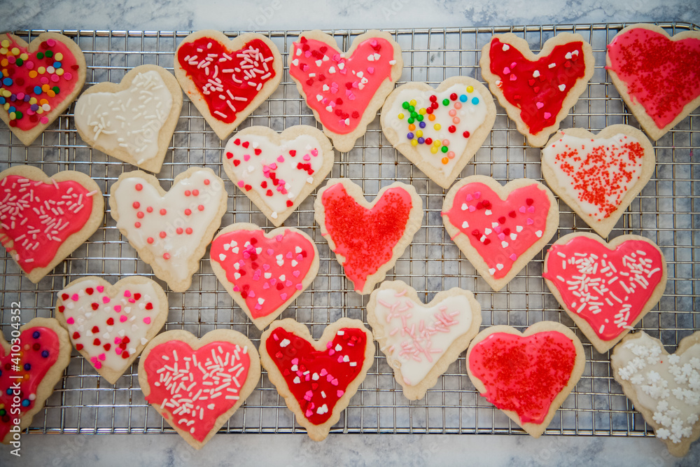 cutout heart cookies for Valentine's Day