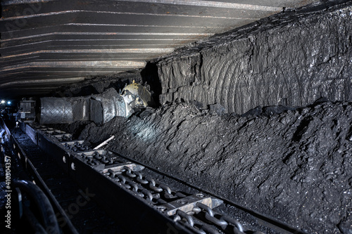 Fototapeta Coal mine. Underground coal mining.