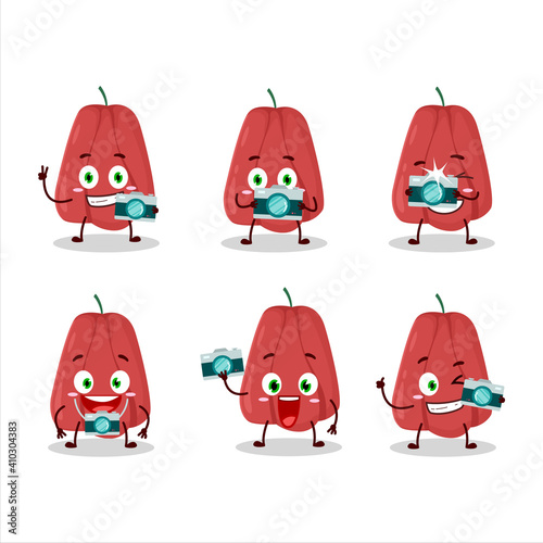 Photographer profession emoticon with ackee cartoon character photo