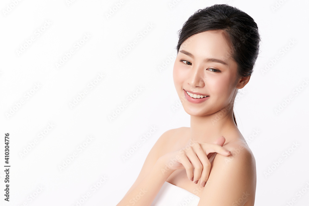 Beautiful young asian woman with clean fresh skin on white background, Face care, Facial treatment, Cosmetology, beauty and spa, Asian women portrait Beautiful young asian woman with clean fresh skin on white background, Face care, Facial treatment, Cosmetology, beauty and spa, Asian women portrait