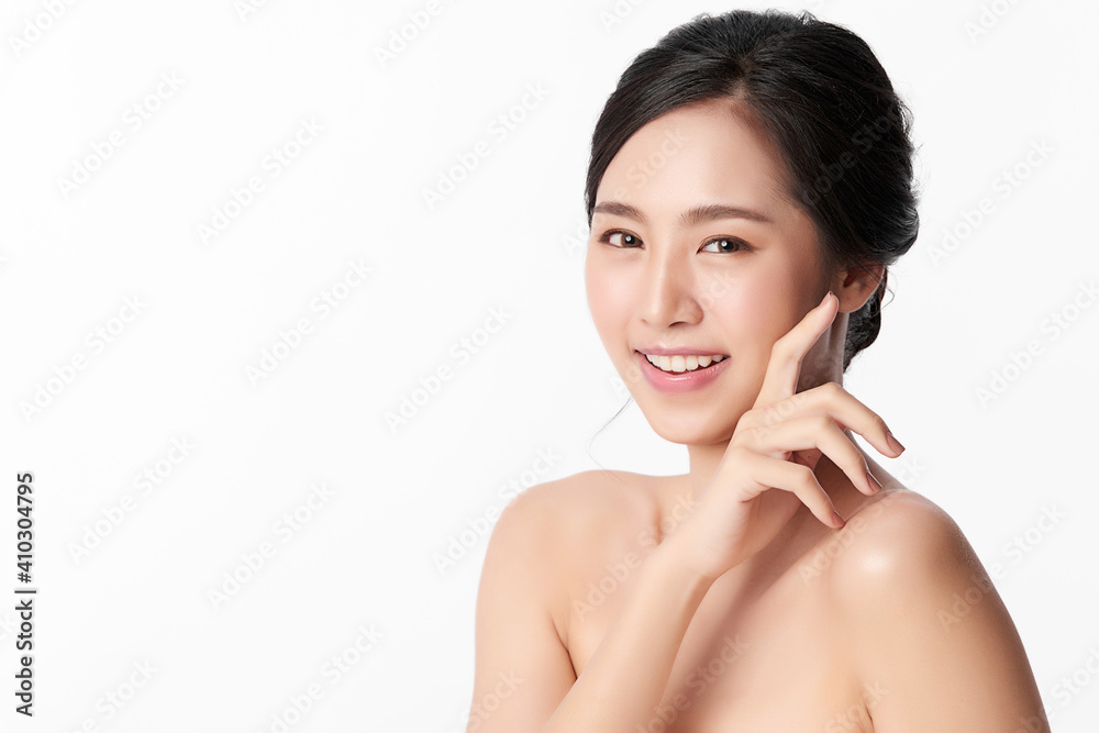 Beautiful young asian woman with clean fresh skin on white background, Face care, Facial treatment, Cosmetology, beauty and spa, Asian women portrait Beautiful young asian woman with clean fresh skin on white background, Face care, Facial treatment, Cosmetology, beauty and spa, Asian women portrait