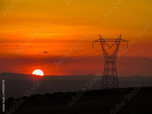 power lines at sunset in Costa Rica