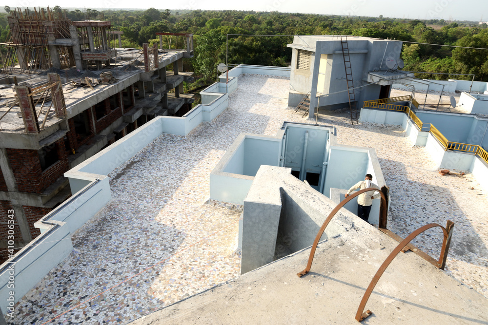 Terrace of a ready and completed construction of a apartment Terrace of a ready and completed construction of a apartment