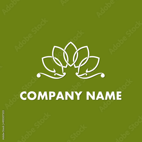 five leaves in a decorative arrangement, linked together to form a chain. Great for a variety of uses where teamwork or networking is an enterprise's top quality