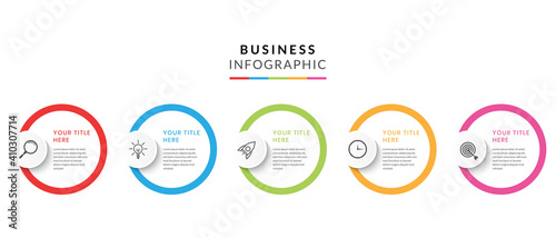 Colorful business infographic with 5 steps or options