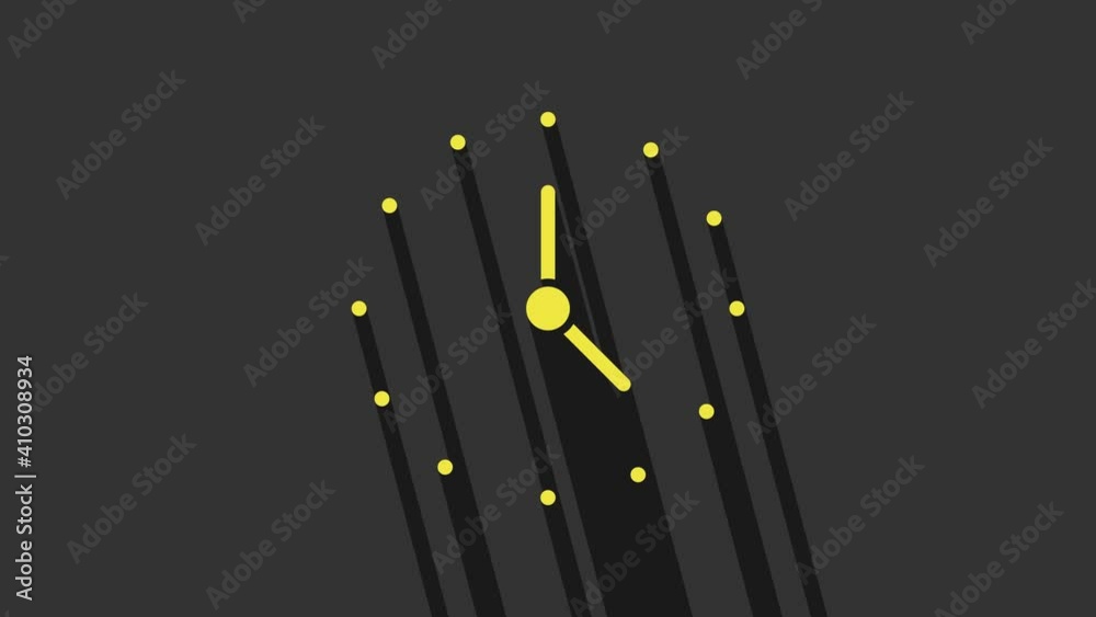 Yellow Clock icon isolated on grey background. Time symbol. 4K Video motion graphic animation Yellow Clock icon isolated on grey background. Time symbol. 4K Video motion graphic animation
