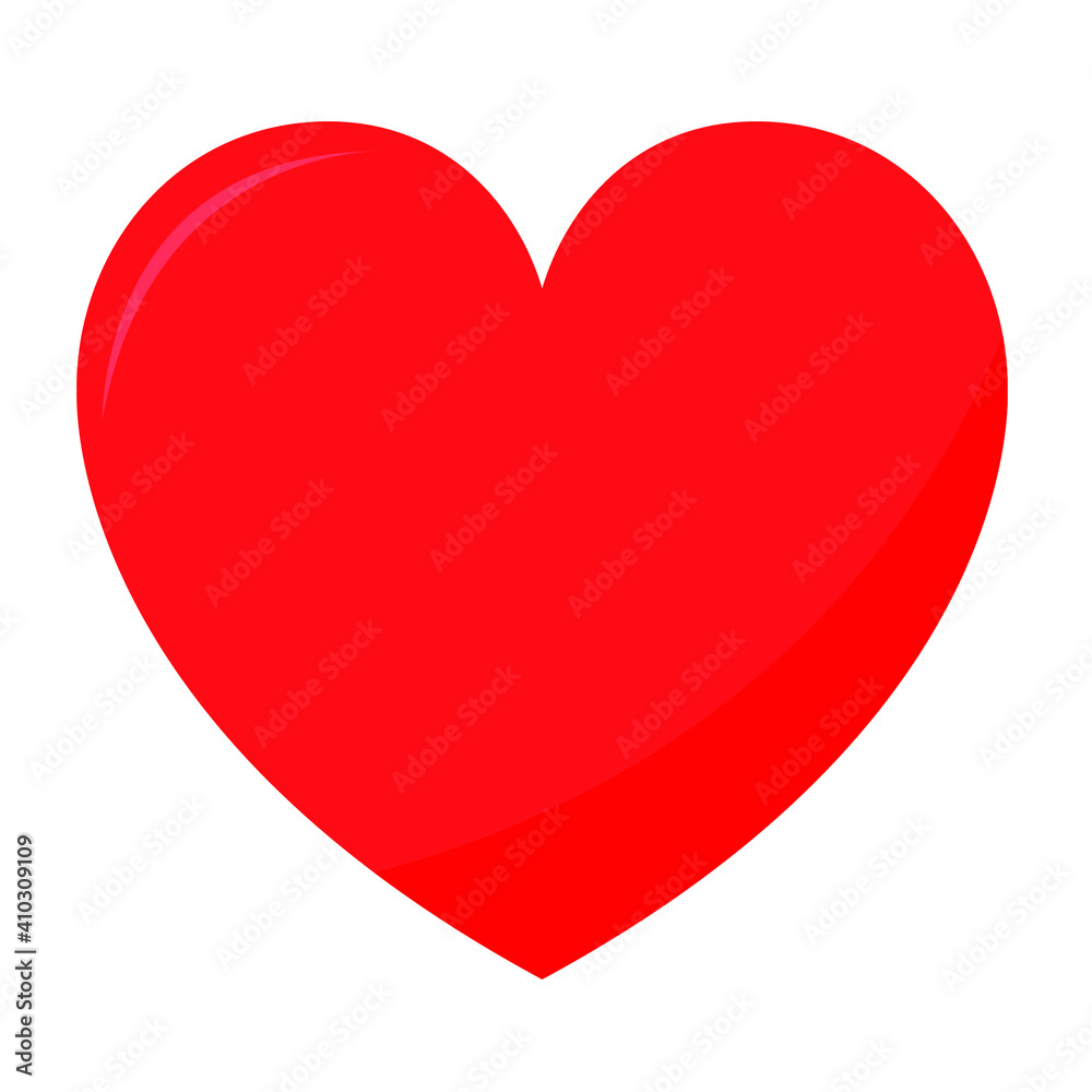Red valentine lovely heart vector isolated in white background.