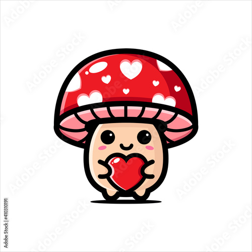 cute mushrooms embrace love