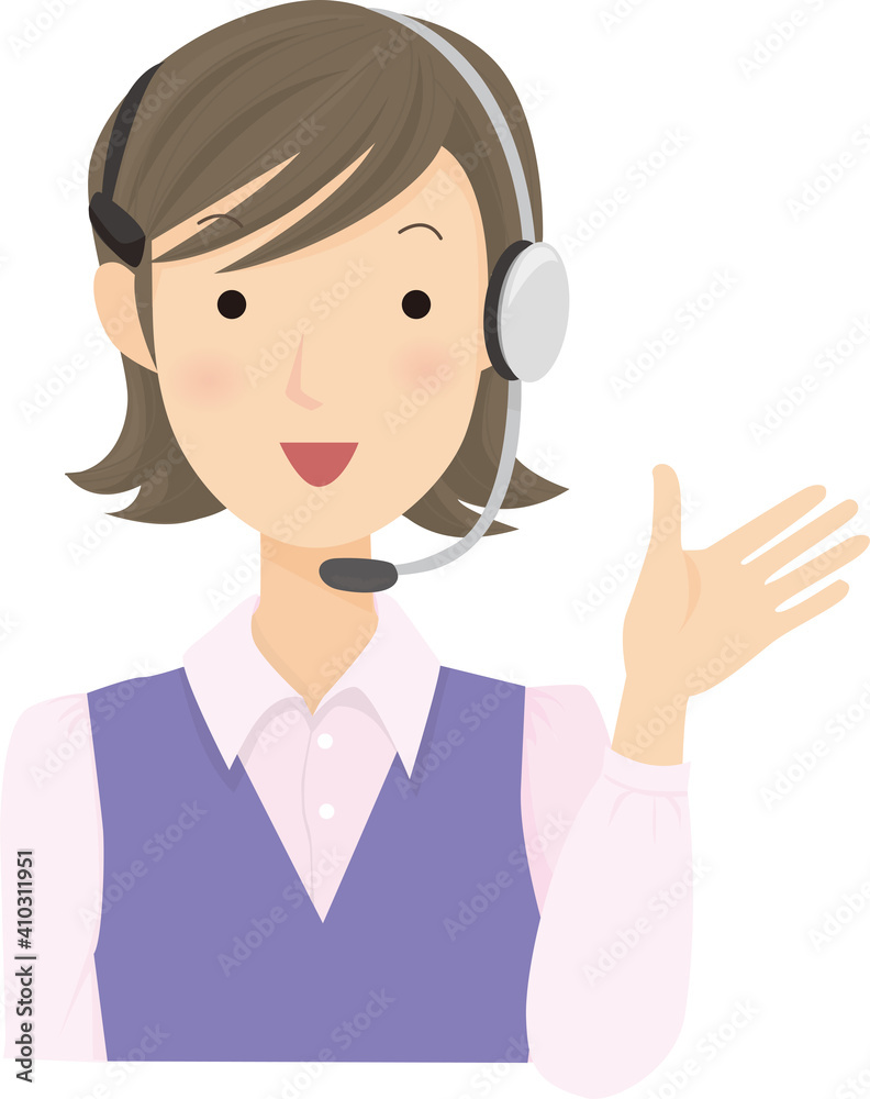Vector illustration of female telephone operator Vector illustration of female telephone operator