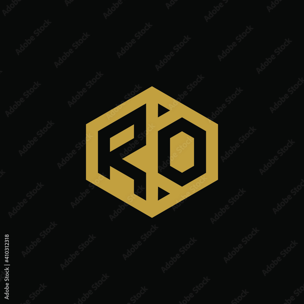 Initial letter RO hexagon logo design vector Initial letter RO hexagon logo design vector