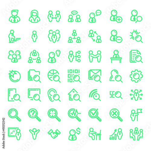 Business and team icons set