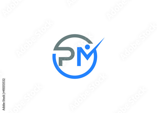 pm logo design vector icon template with white background