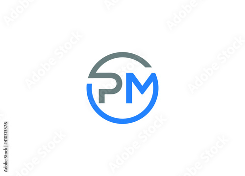 pm logo design vector icon template with white background