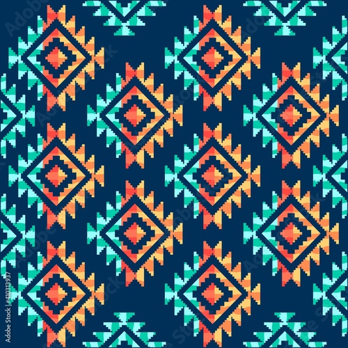 Illustration pattern ethnic design with colors and background for fashion design or other products