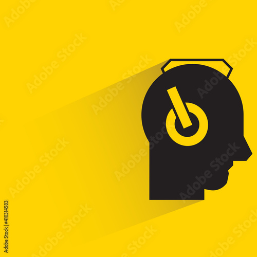 ear muff with shadow on yellow background
