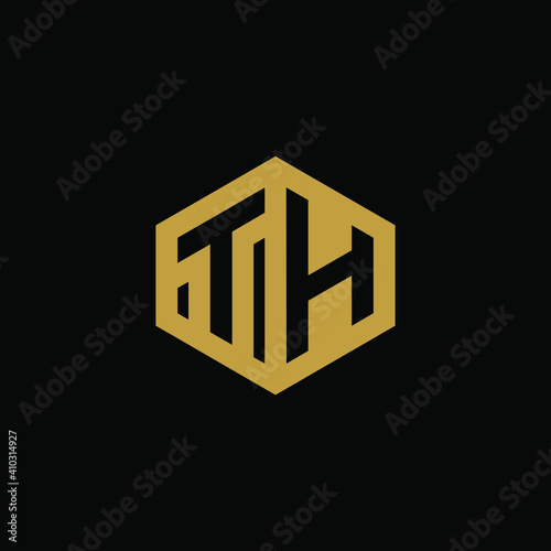 Initial letter TH hexagon logo design vector