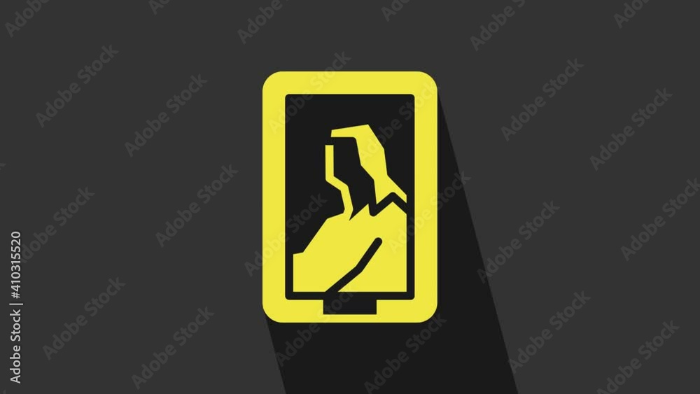 Yellow Portrait picture in museum icon isolated on grey background. 4K Video motion graphic animation Yellow Portrait picture in museum icon isolated on grey background. 4K Video motion graphic animation