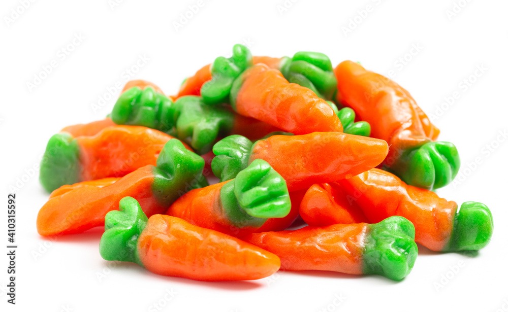 Gummy Candy Carrots on a White Background Gummy Candy Carrots on a White Background