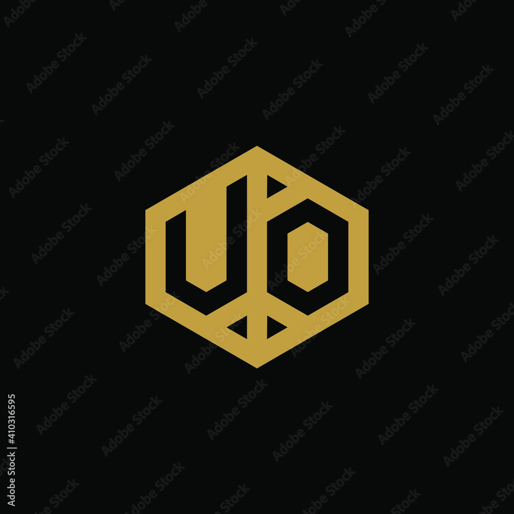 Initial letter UO hexagon logo design vector Initial letter UO hexagon logo design vector