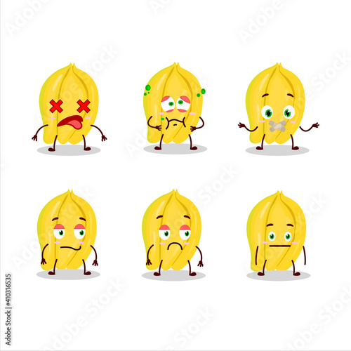 Carambola cartoon in character with nope expression