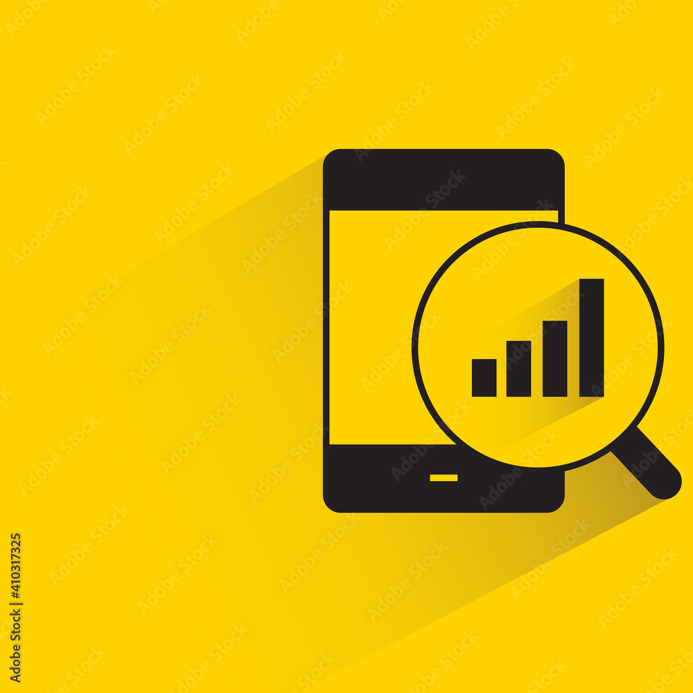 mobile analytics drop shadow on yellow background mobile analytics drop shadow on yellow background