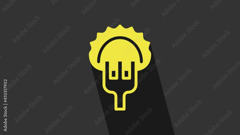 Yellow Dumplings on fork icon isolated on grey background. Pierogi, varenyky, pelmeni, ravioli. Traditional Ukrainian food. 4K Video motion graphic animation Yellow Dumplings on fork icon isolated on grey background. Pierogi, varenyky, pelmeni, ravioli. Traditional Ukrainian food. 4K Video motion graphic animation