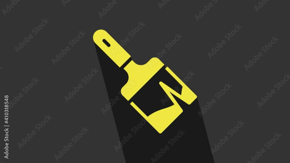 Yellow Paint brush icon isolated on grey background. 4K Video motion graphic animation Yellow Paint brush icon isolated on grey background. 4K Video motion graphic animation