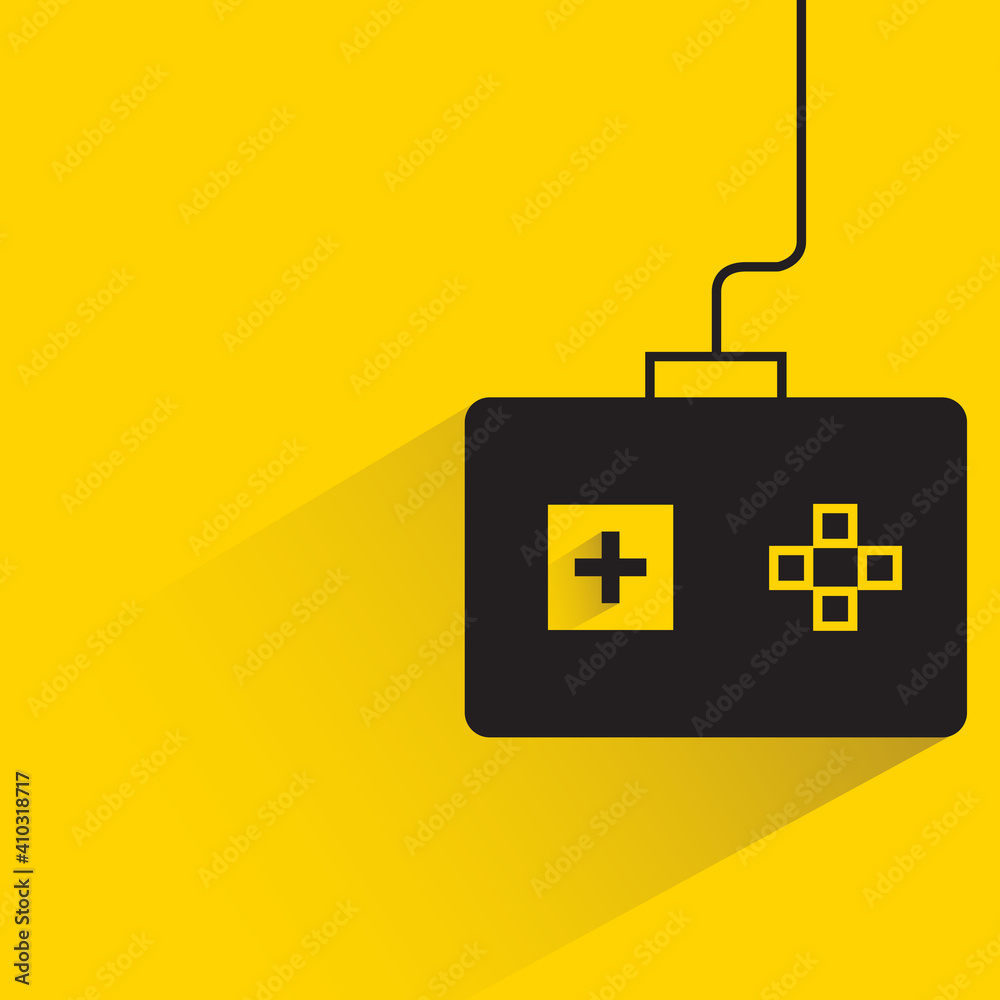game joystick with shadow on yellow background game joystick with shadow on yellow background