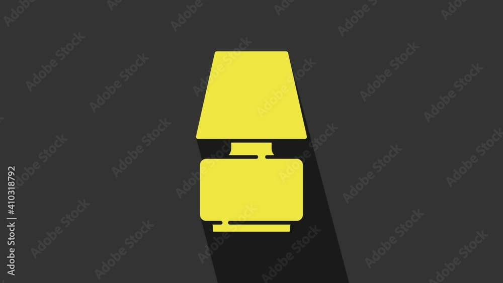 Yellow Table lamp icon isolated on grey background. 4K Video motion graphic animation Yellow Table lamp icon isolated on grey background. 4K Video motion graphic animation