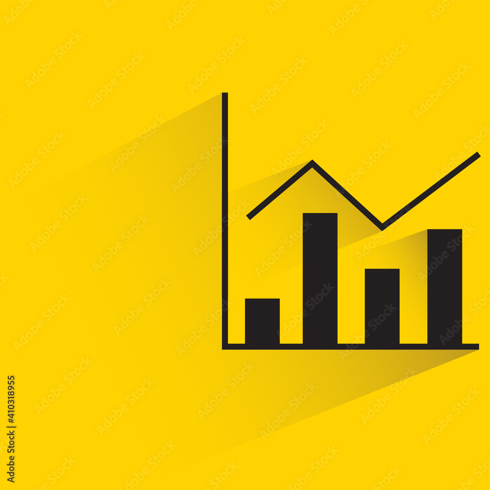 bar chart with shadow on yellow background bar chart with shadow on yellow background