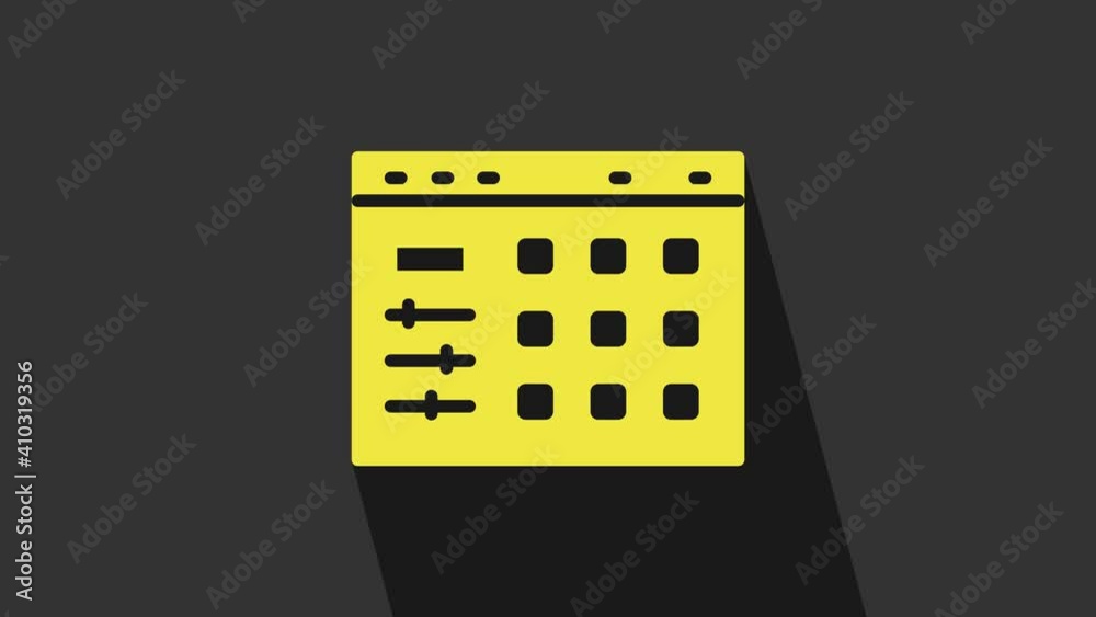 Yellow Drum machine icon isolated on grey background. Musical equipment. 4K Video motion graphic animation Yellow Drum machine icon isolated on grey background. Musical equipment. 4K Video motion graphic animation