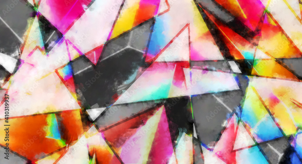 Fototapeta premium Modern art. Colorful contemporary artwork. Color strokes of paint. Brushstrokes on abstract background. Brush painting.