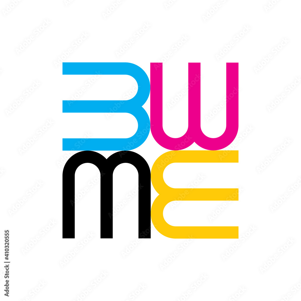 Obraz premium BWME letter with CMYK color logo design vector