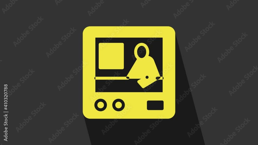 Yellow Television report icon isolated on grey background. TV news. 4K Video motion graphic animation Yellow Television report icon isolated on grey background. TV news. 4K Video motion graphic animation