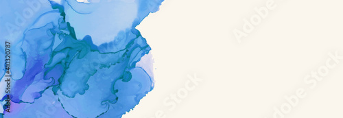 Alcohol ink vector texture banner. Fluid ink abstract background.