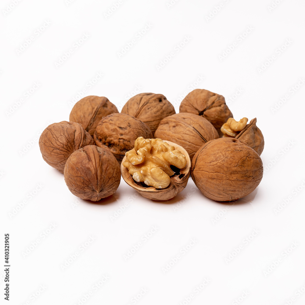 Walnut skinned isolated on a white background